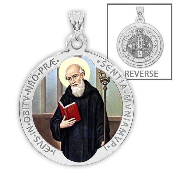 Saint Benedict Round Religious Medal  "Color EXCLUSIVE"