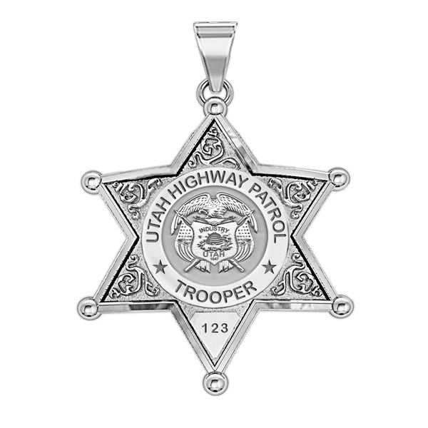 Personalized Utah Trooper Badge with Rank, Number & Dept.