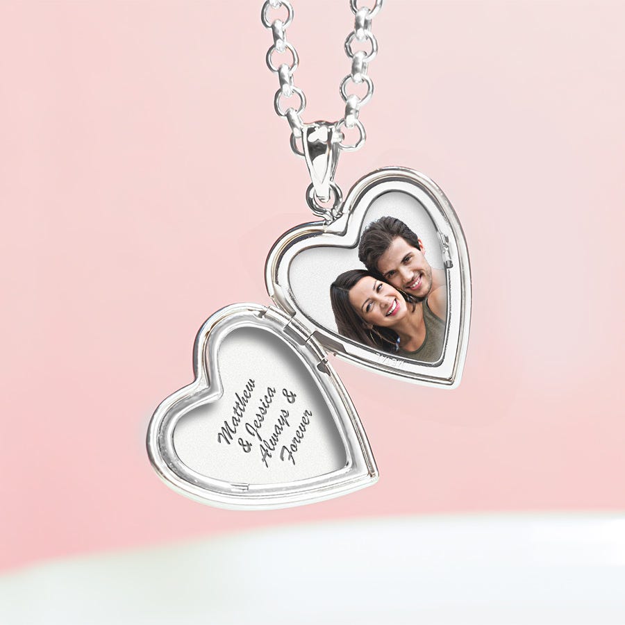 14K White Gold Always in My Heart Photo Locket