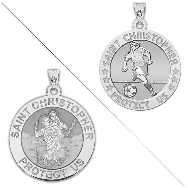Women's and Girl's SOCCER - Saint Christopher Doubledside Sports Religious Medal "EXCLUSIVE"