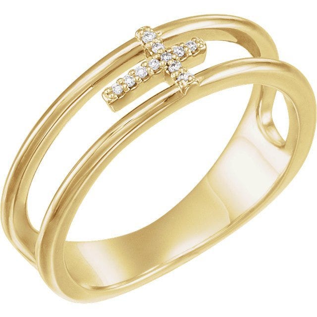 .03 CTW Diamond Negative Space Cross Ring