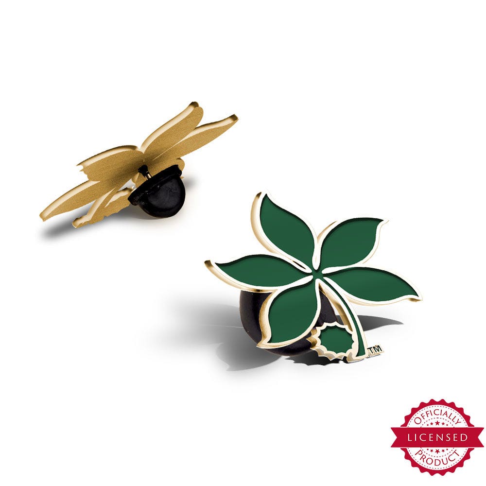 Ohio State University Color Enamel Buckeye Leaf Pin
