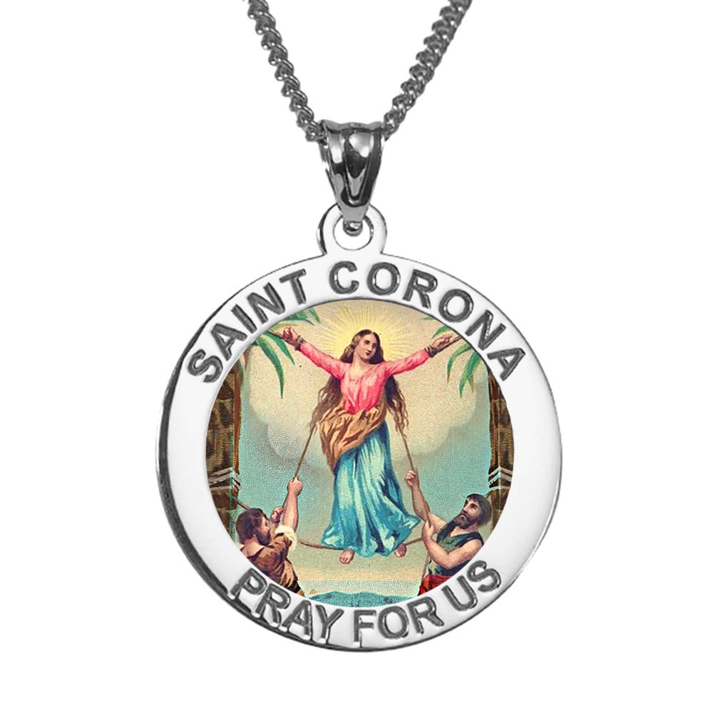 Saint Corona Color Religious Medal "EXCLUSIVE"