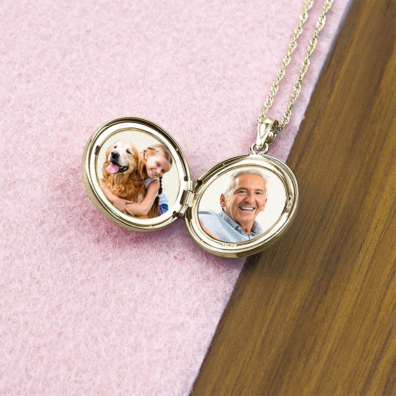 14k Gold Filled Floral Round Photo Locket - 3/4 inch x 3/4 inch