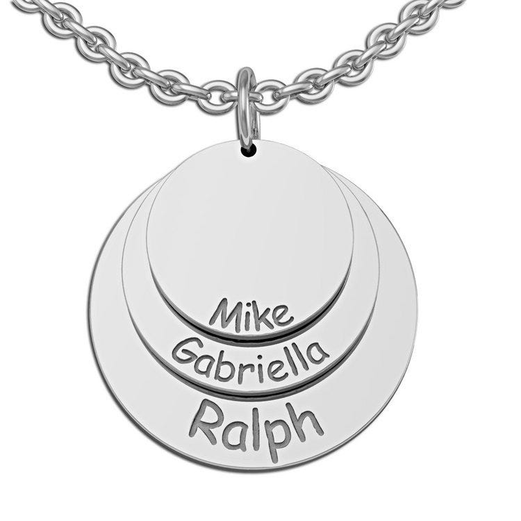 Personalized Round Mother's Three Disc Charm Pendant
