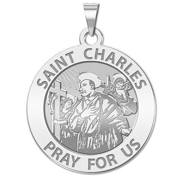 Saint Charles Borromeo w/ Angels Round Religious Medal