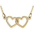 14K Gold Petite Double Heart Necklace with 18 inch Chain