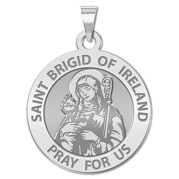 Saint Brigid of Ireland Round Religious Medal