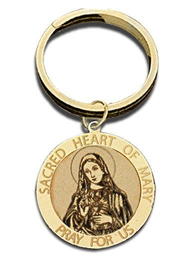Sacred Heart Of Mary Religious Engravable Keychain