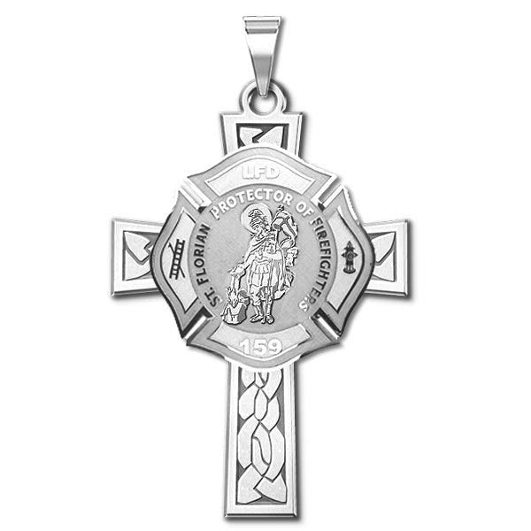 Saint Florian Personalized Fire Badge Cross Religious Medal