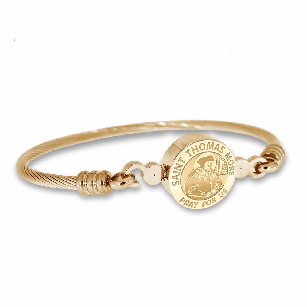 Stainless Steel Saint Thomas More Bangle Bracelet