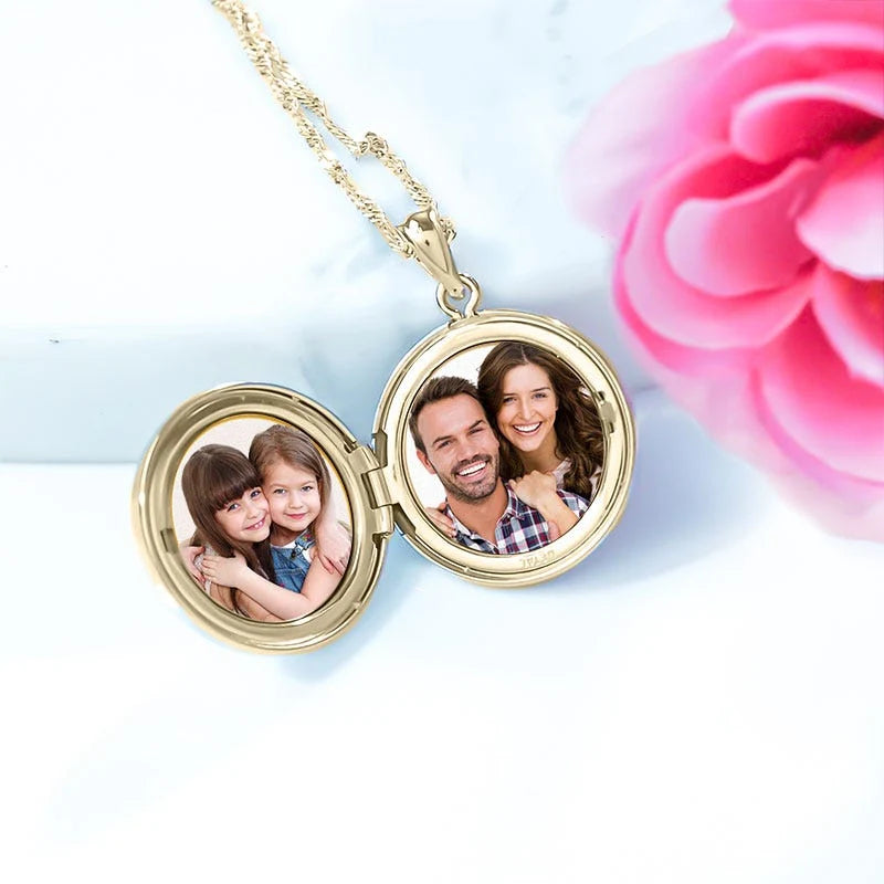 14k Gold Filled Floral Round Photo Locket - 3/4 inch x 3/4 inch