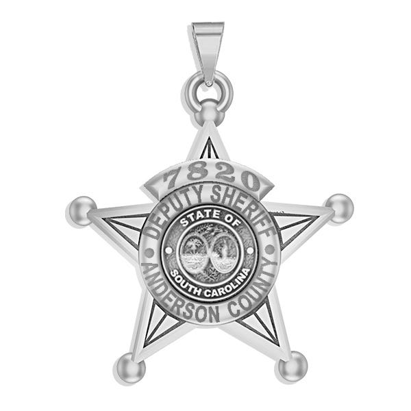Personalized 5-Point Star South Carolina Sheriff Badge with Rank, Number & Dept.