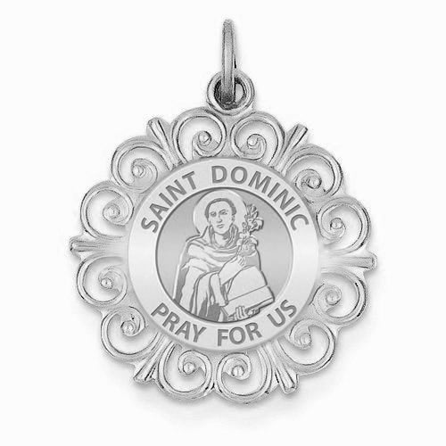 Saint Dominic Round Filigree Religious Medal  "EXCLUSIVE"