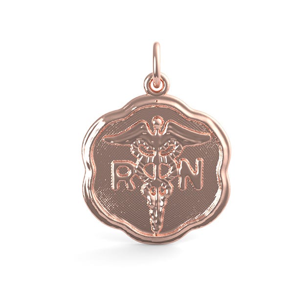 Rn Caduceus Scalloped Disc Charm