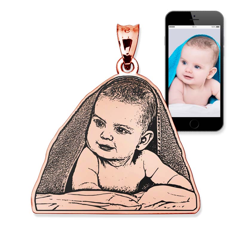 Antiqued Laser Carved Photo Outline Pendant or Charm