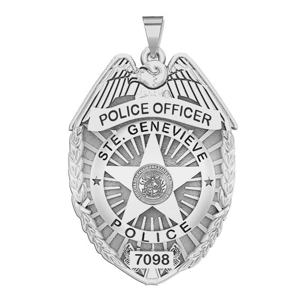 Personalized St Geneveive Missouri Police Badge with Your Rank and Number