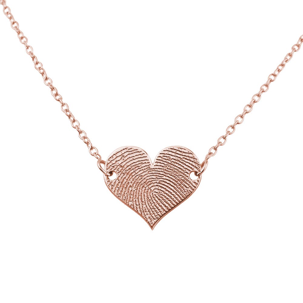 Petite Heart Fingerprint Necklace w/ 18 Inch Chain