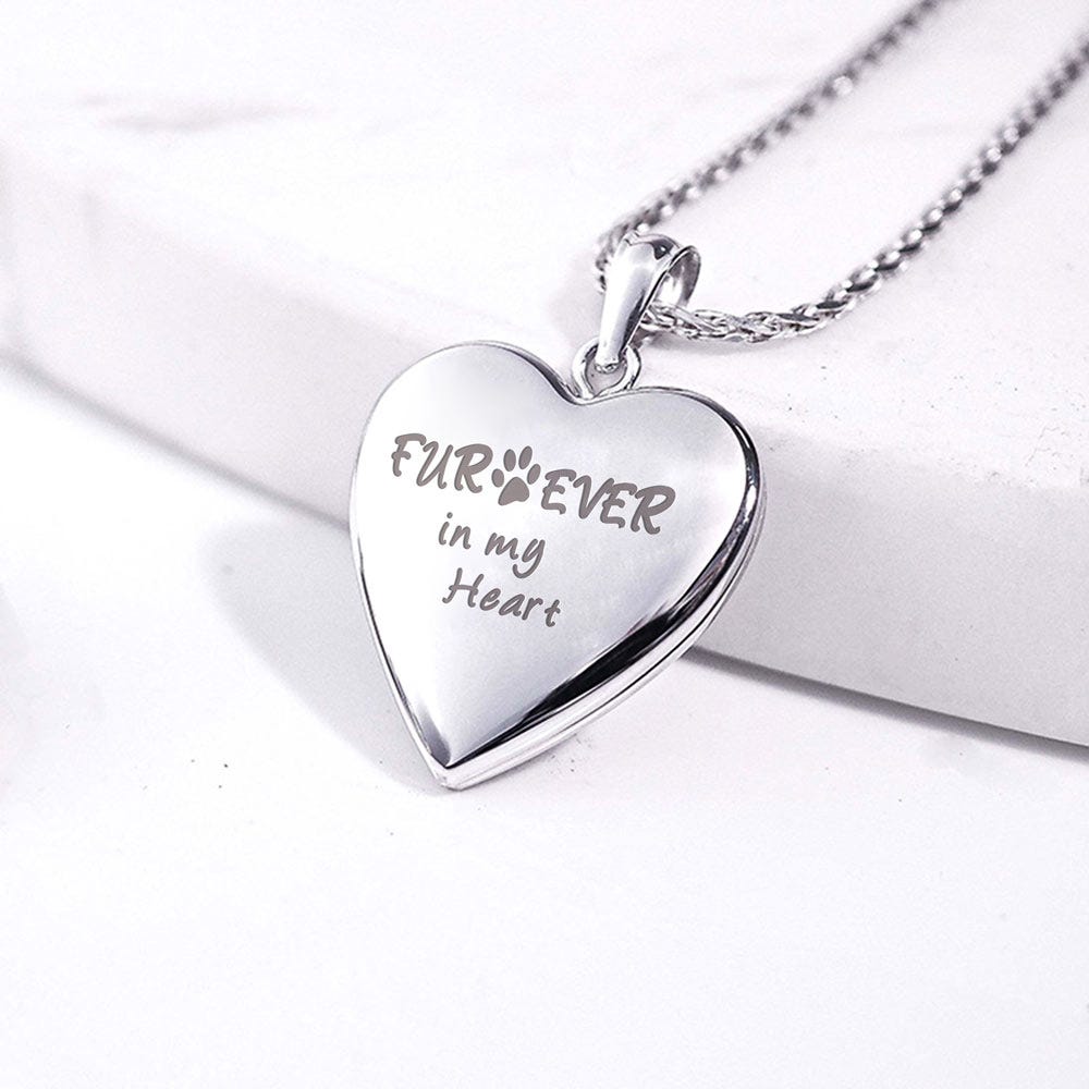 Silver " Fur-ever in my heart " Heart Photo Locket