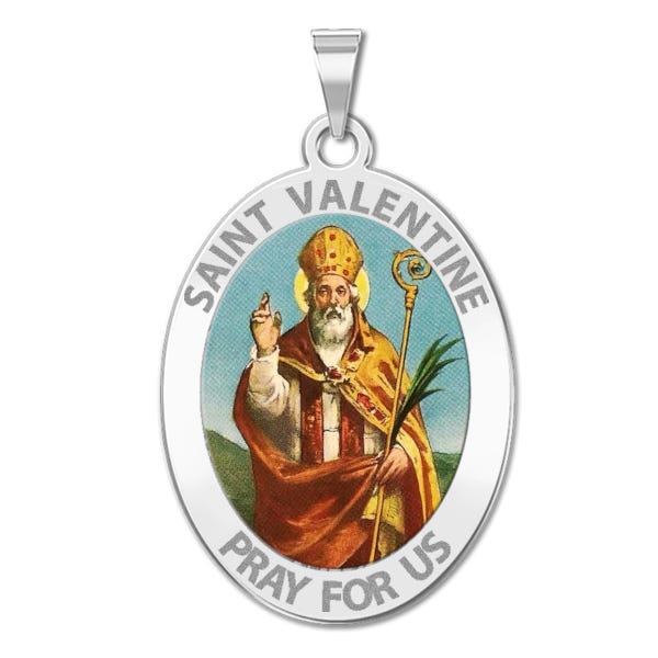 Saint Valentine Oval Color Religious Medal  "EXCLUSIVE"