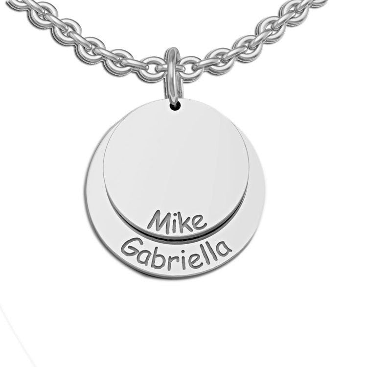 Personalized Round Mother's Two Disc Charm Pendant