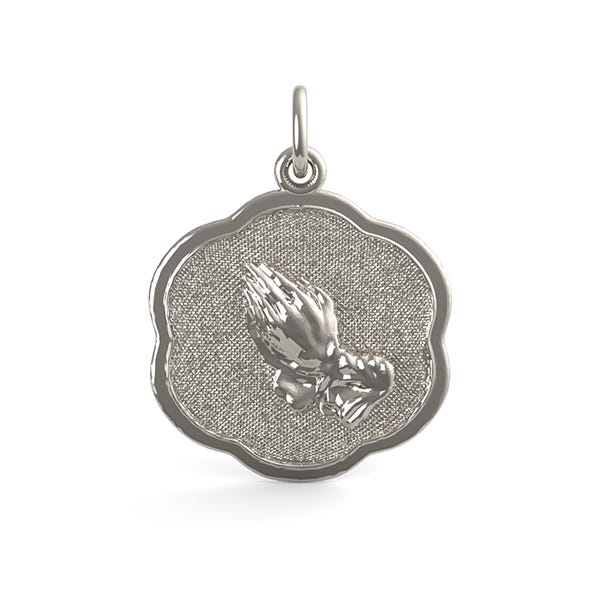 Praying Hands Scalloped Disc Charm