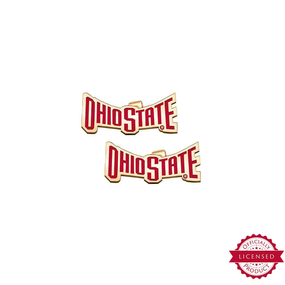 Pair Of Color Enamel Ohio State Banner Earrings