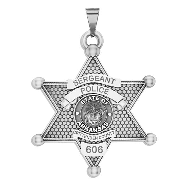 Personalized 6-Point Star Arkansas Sheriff Badge with Rank, Number & Dept.