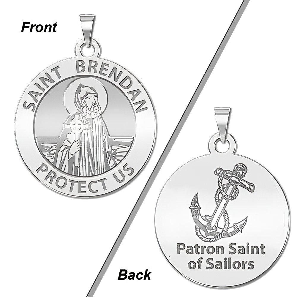 Saint Brendan Double Sided Sailors Round Religious Medal - "EXCLUSIVE"