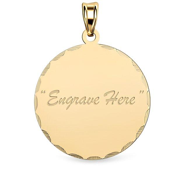 Round w/ Diamond Cut Edge Engraved Pendant