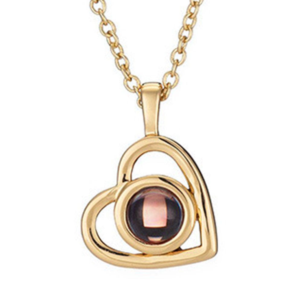 Photo Projection Dangle Heart Necklace & Chain