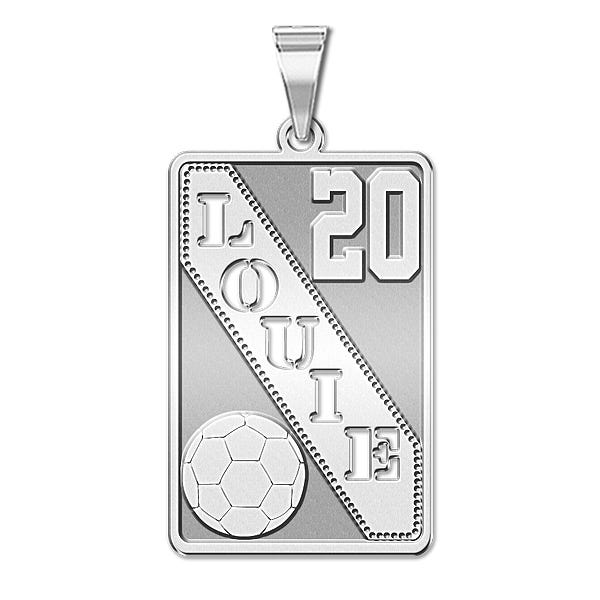 Personalized Soccer Pendant w/ Cut-out Name & Number