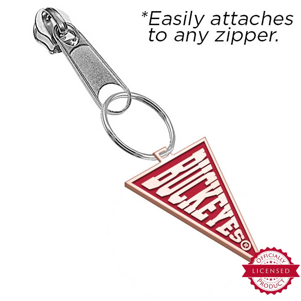 Ohio State University Color Enamel Buckeyes Flag Zipper Pull
