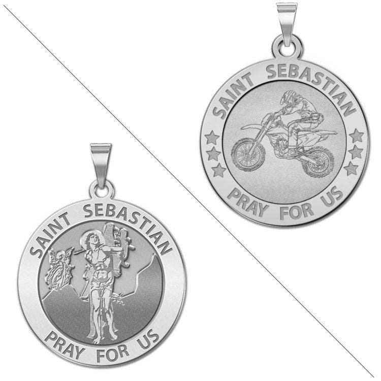 Motocross - Saint Sebastian Doubledside Sports Religious Medal "EXCLUSIVE"
