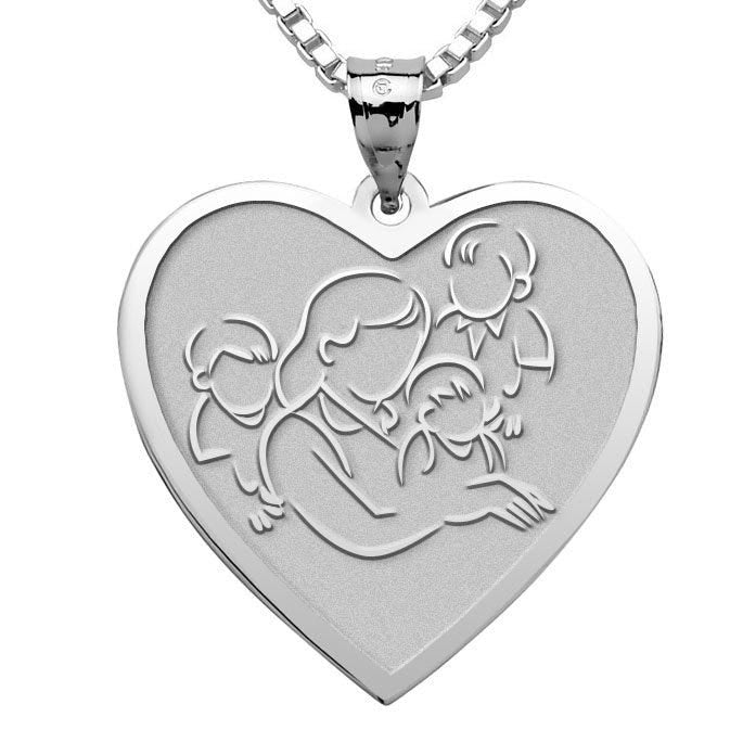 Mother with Three Sons - Heart Pendant