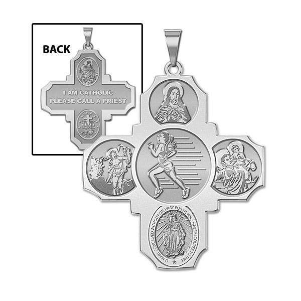 Four Way Cross - Track Female Religious Medal  "EXCLUSIVE"