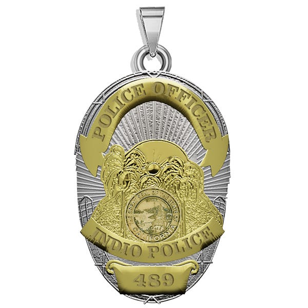 Personalized California Indio Police Badge with Your Rank and Number