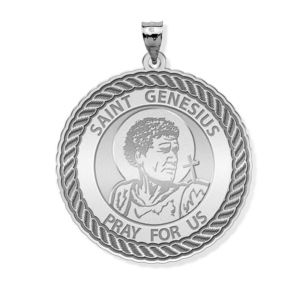 Saint Genesius Round Rope Border Religious Medal