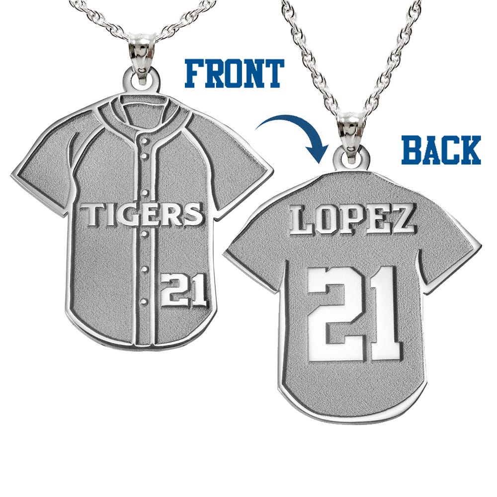 Baseball Jersey Charm or  Pendant w/ Name & Number