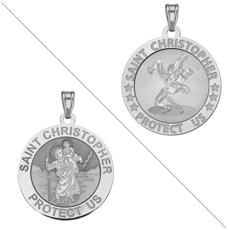 Wrestling - Saint Christopher Doubledside Sports Religious Medal "EXCLUSIVE"