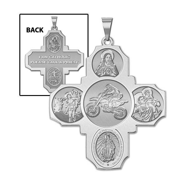 Four Way Cross - Motocross Religious Medal  "EXCLUSIVE"