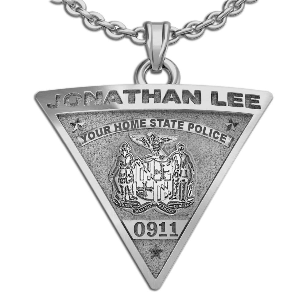 Personalized Triangle Shape State Police Badge with Your Name & Badge Number