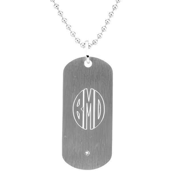 Engravable Stainless Steel Dog Tag with 24" Stainless Steel Bead Chain - Stainless Steel Dogtag