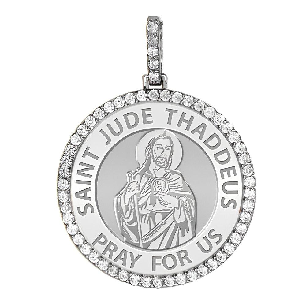 Large Saint Jude Diamond Round Religious Medal