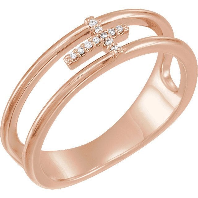 .03 CTW Diamond Negative Space Cross Ring