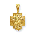 14K Gold Christ Head Diamond Cut Round