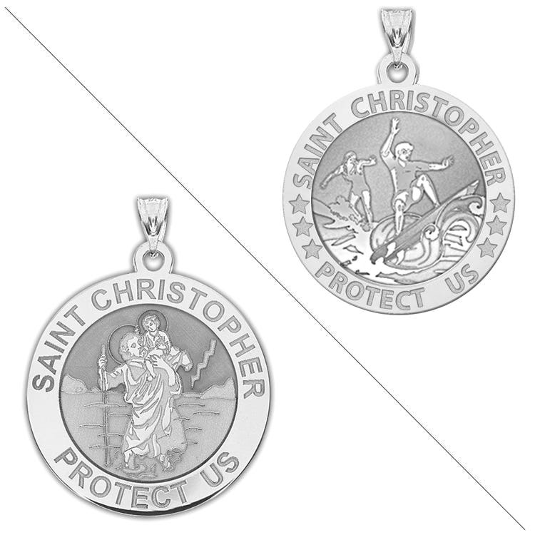 Surfing or Surf (Boy & Girl) - Saint Christopher Doubledside Sports Religious Medal "EXCLUSIVE"