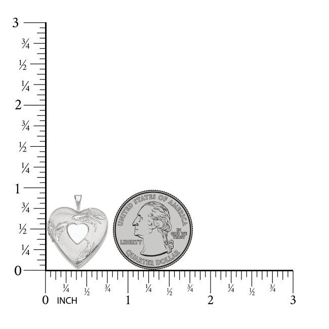Silver Butterfly Heart Photo Locket