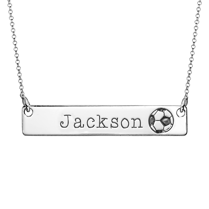 Personalized Horizontal Soccer Name Bar w/ Adjustable Chain
