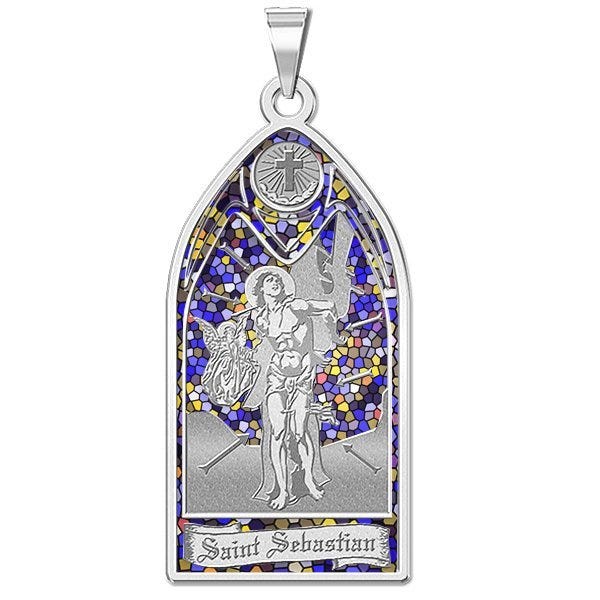 Saint Sebastian - Stained Glass Religious Medal